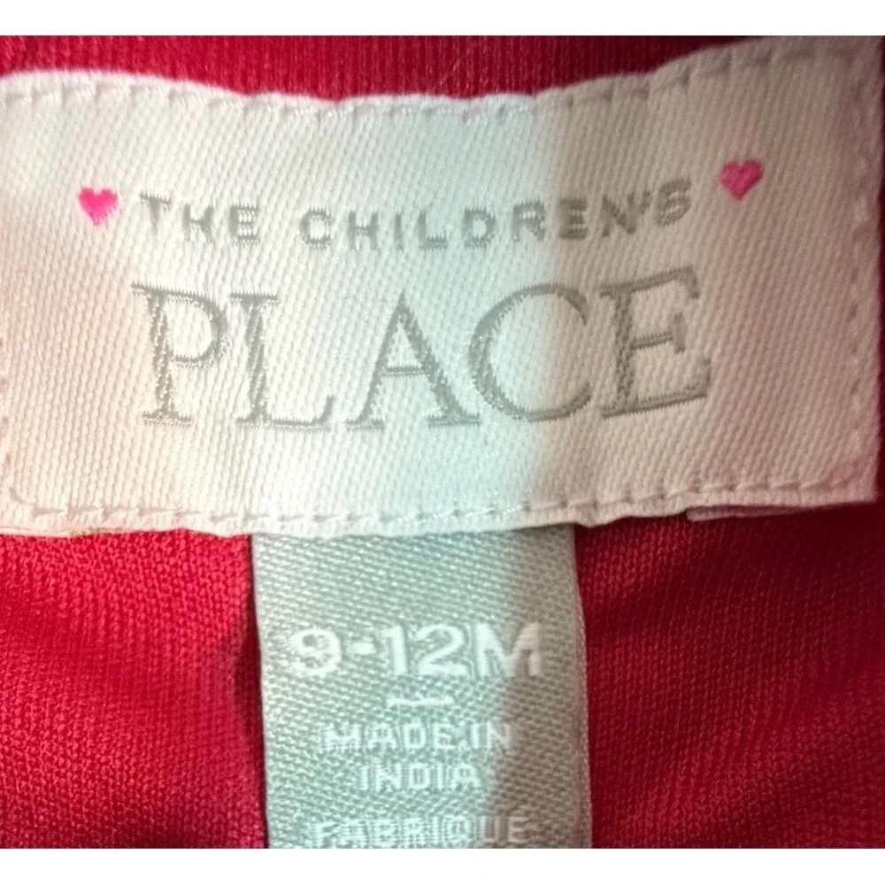 The Childrens Place Red Velvet Bow‎ Candy Cane Stripe Dress Baby Toddler 9 12M - Picture 3 of 7